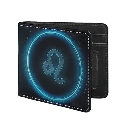 Blue Leo Zodiac Sign Print Bifold Wallet