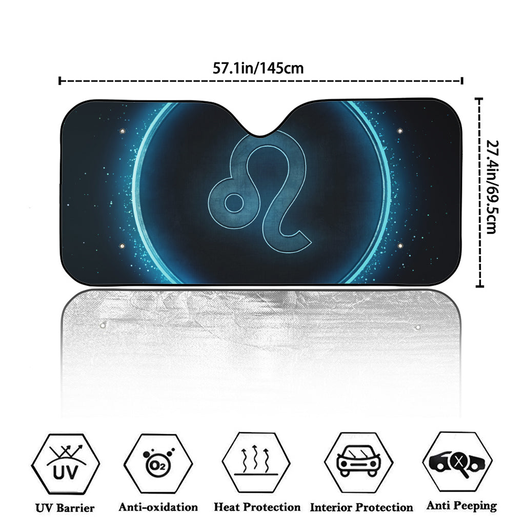 Blue Leo Zodiac Sign Print Car Windshield Sun Shade