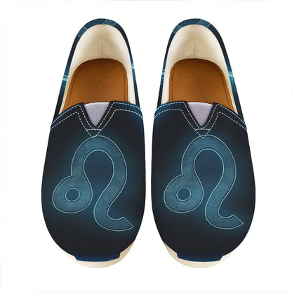 Blue Leo Zodiac Sign Print Casual Shoes