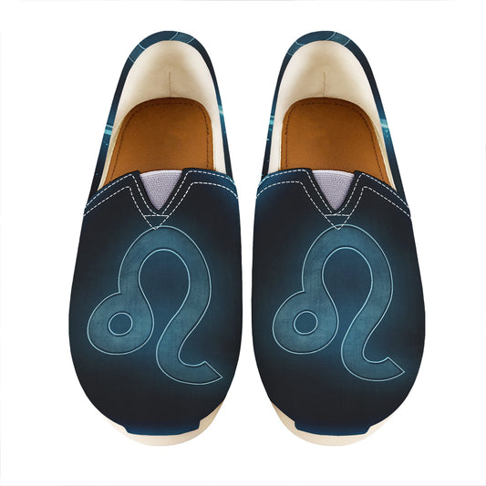 Blue Leo Zodiac Sign Print Casual Shoes