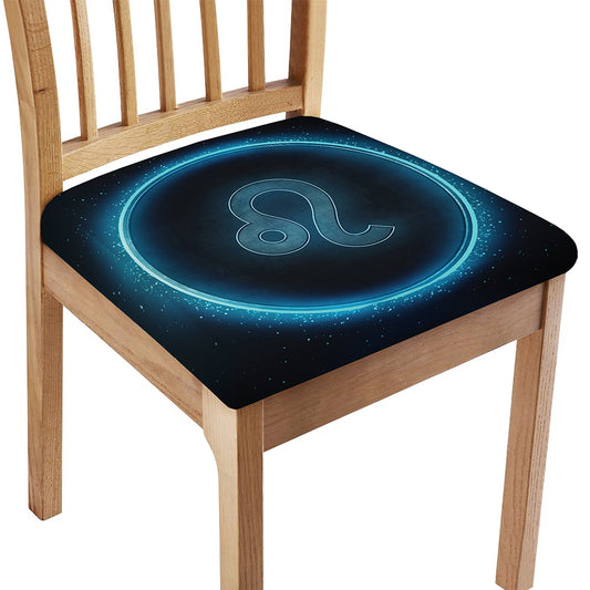 Blue Leo Zodiac Sign Print Chair Cushion Cover