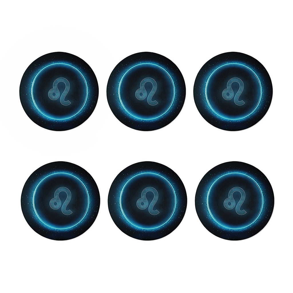 Blue Leo Zodiac Sign Print Coaster Set