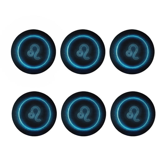 Blue Leo Zodiac Sign Print Coaster Set