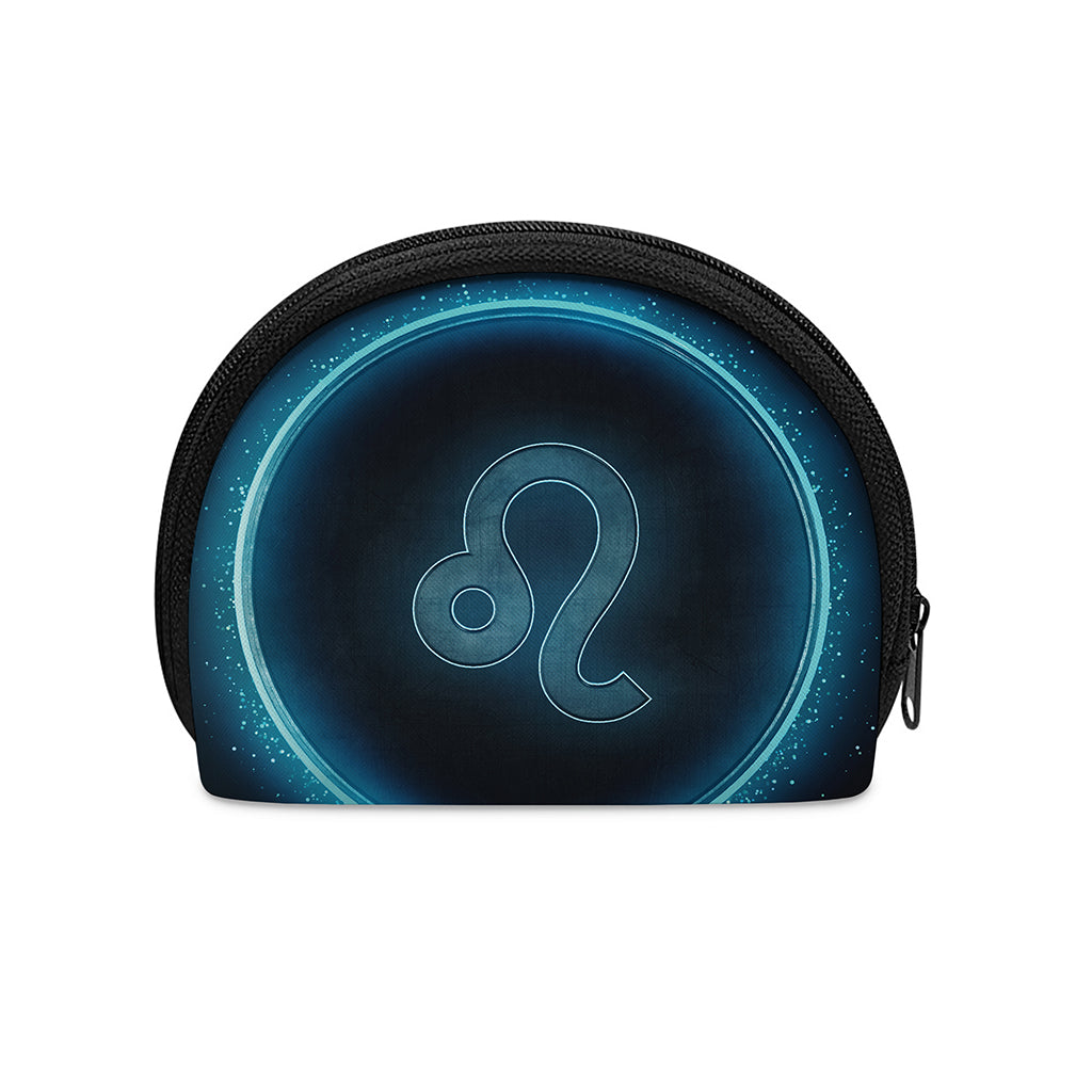 Blue Leo Zodiac Sign Print Coin Purse