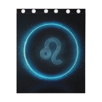 Blue Leo Zodiac Sign Print Curtain
