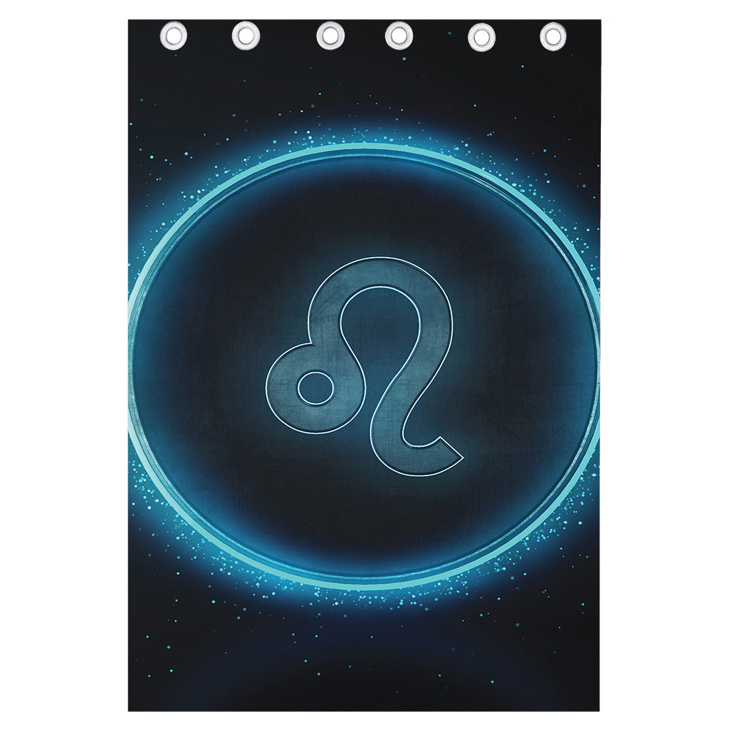 Blue Leo Zodiac Sign Print Curtain