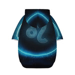 Blue Leo Zodiac Sign Print Dog Zip Up Hoodie