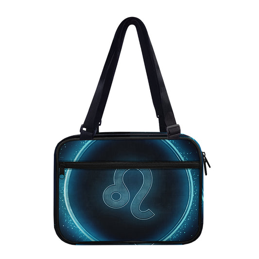 Blue Leo Zodiac Sign Print Double Strap Bible Bag