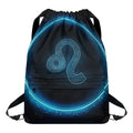 Blue Leo Zodiac Sign Print Drawstring Backpack