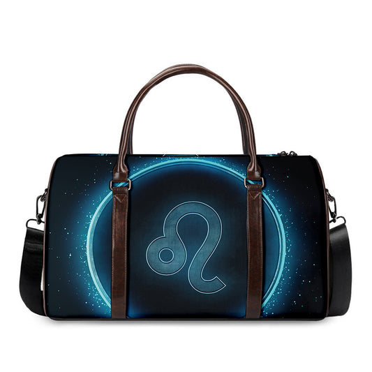 Blue Leo Zodiac Sign Print Duffle Bag