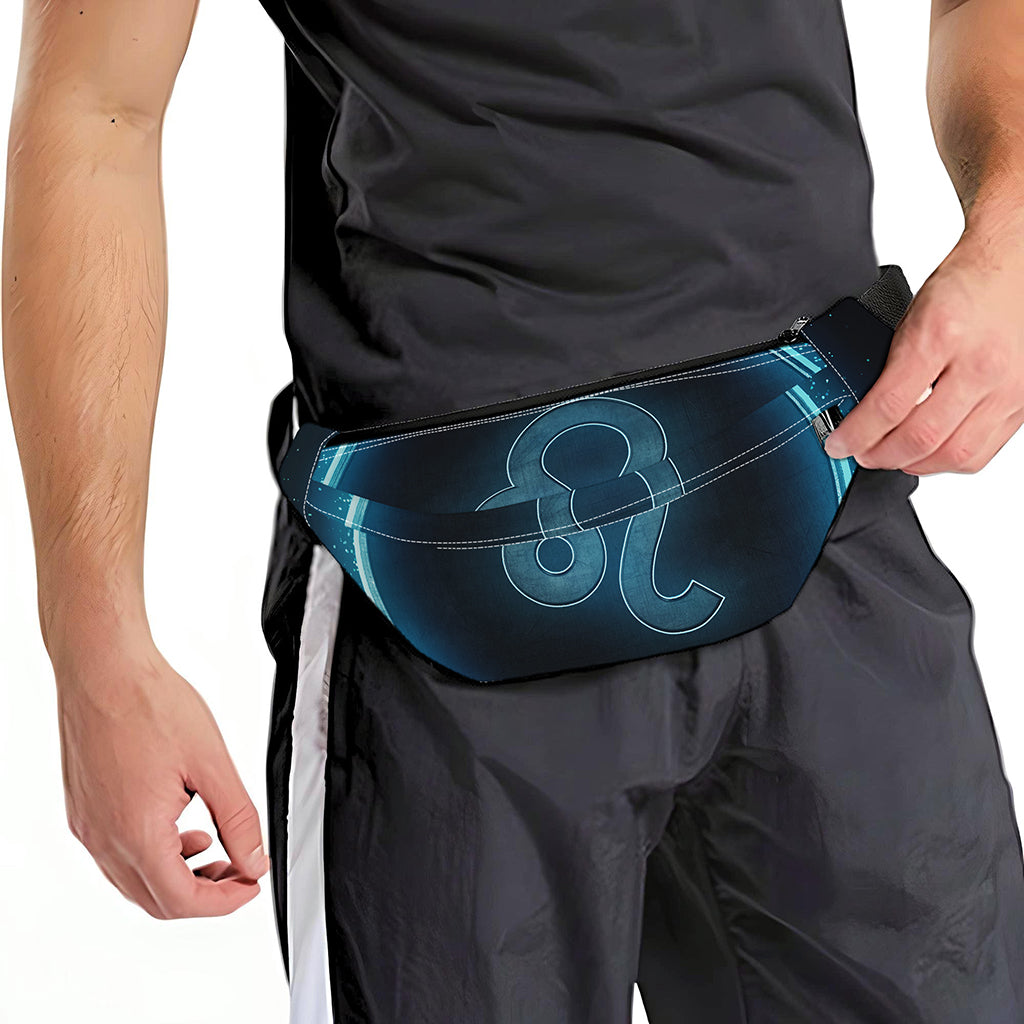 Blue Leo Zodiac Sign Print Fanny Pack