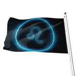 Blue Leo Zodiac Sign Print Flag