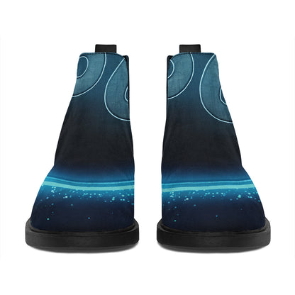 Blue Leo Zodiac Sign Print Flat Ankle Boots