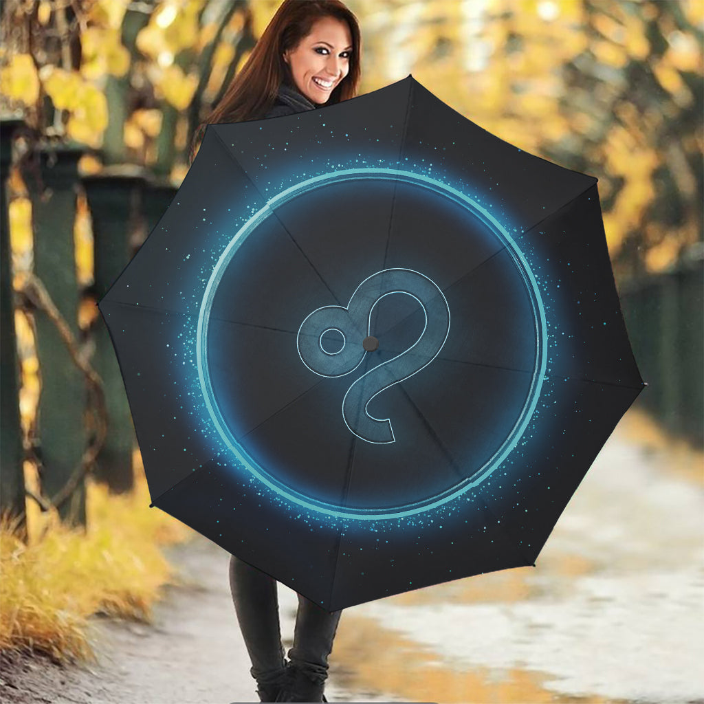 Blue Leo Zodiac Sign Print Foldable Umbrella