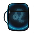 Blue Leo Zodiac Sign Print Front Pocket Bible Bag