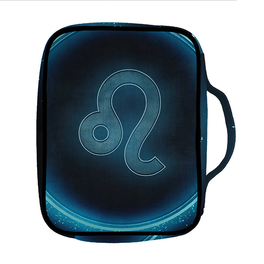 Blue Leo Zodiac Sign Print Front Pocket Bible Bag