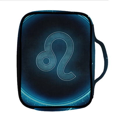 Blue Leo Zodiac Sign Print Front Pocket Bible Bag