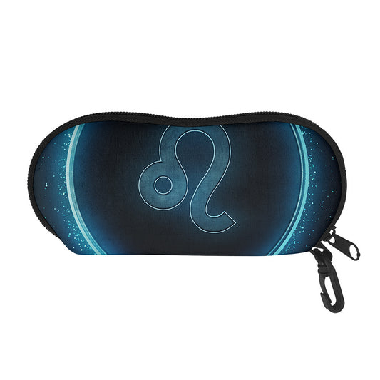 Blue Leo Zodiac Sign Print Glasses Case