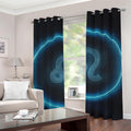 Blue Leo Zodiac Sign Print Grommet Curtains