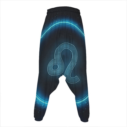 Blue Leo Zodiac Sign Print Hammer Pants