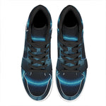Blue Leo Zodiac Sign Print High Top Leather Sneakers