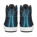 Blue Leo Zodiac Sign Print High Top Leather Sneakers