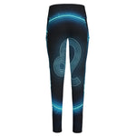 Blue Leo Zodiac Sign Print High-Waisted Pocket Leggings