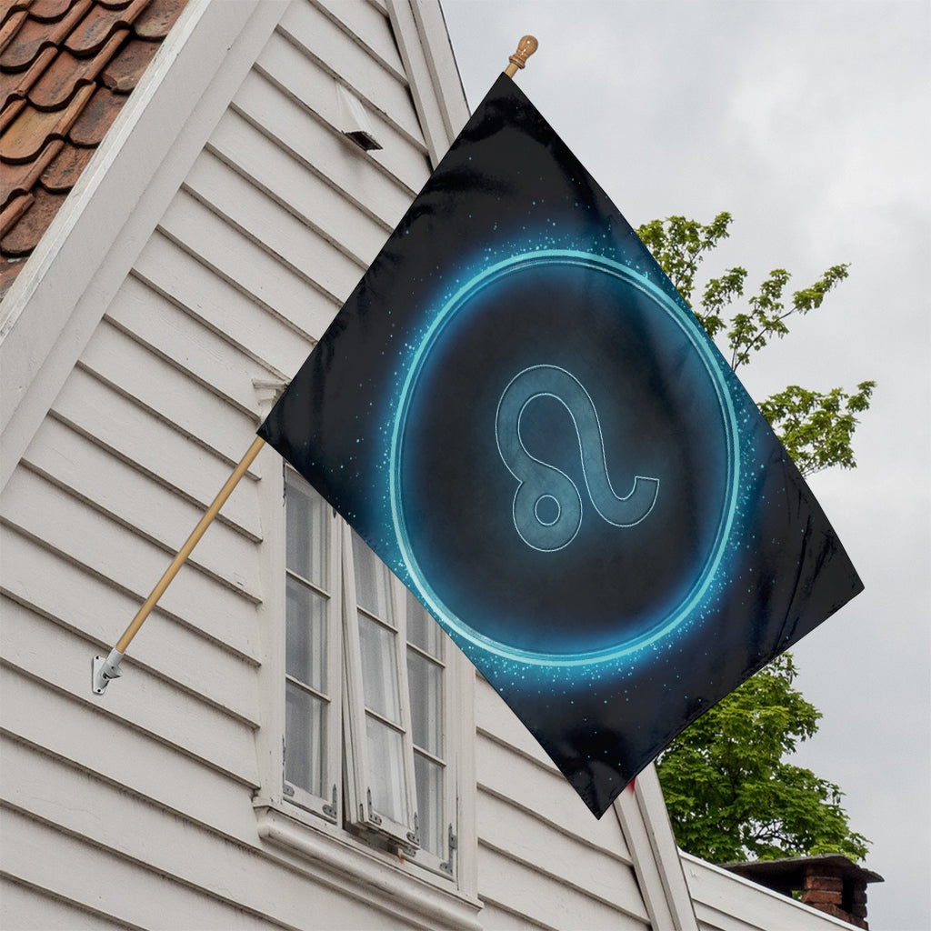 Blue Leo Zodiac Sign Print House Flag