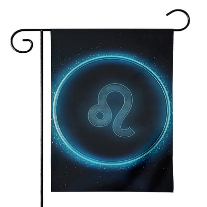 Blue Leo Zodiac Sign Print House Flag