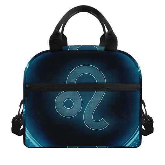 Blue Leo Zodiac Sign Print Insulated Lunch Bag