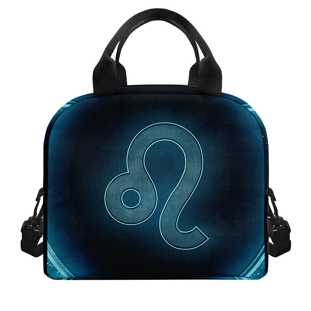 Blue Leo Zodiac Sign Print Insulated Lunch Bag