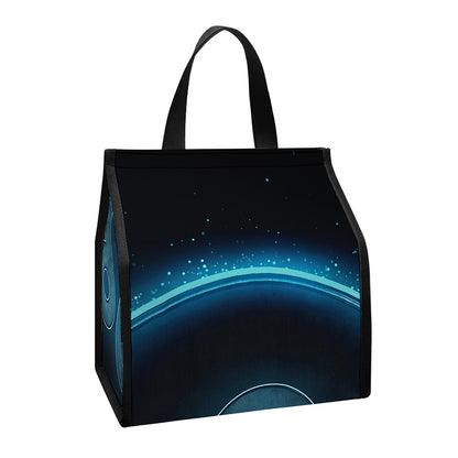 Blue Leo Zodiac Sign Print Insulated Lunch Tote