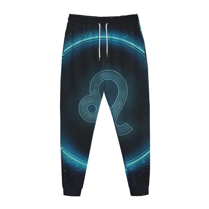 Blue Leo Zodiac Sign Print Jogger Pants