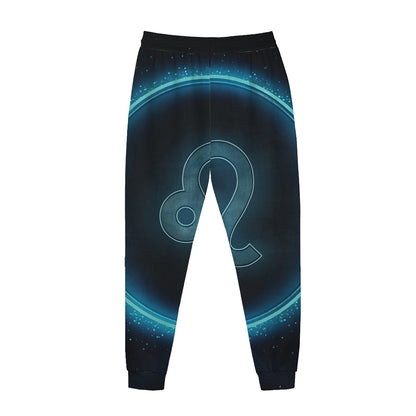Blue Leo Zodiac Sign Print Jogger Pants