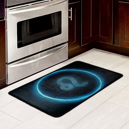 Blue Leo Zodiac Sign Print Kitchen Mat