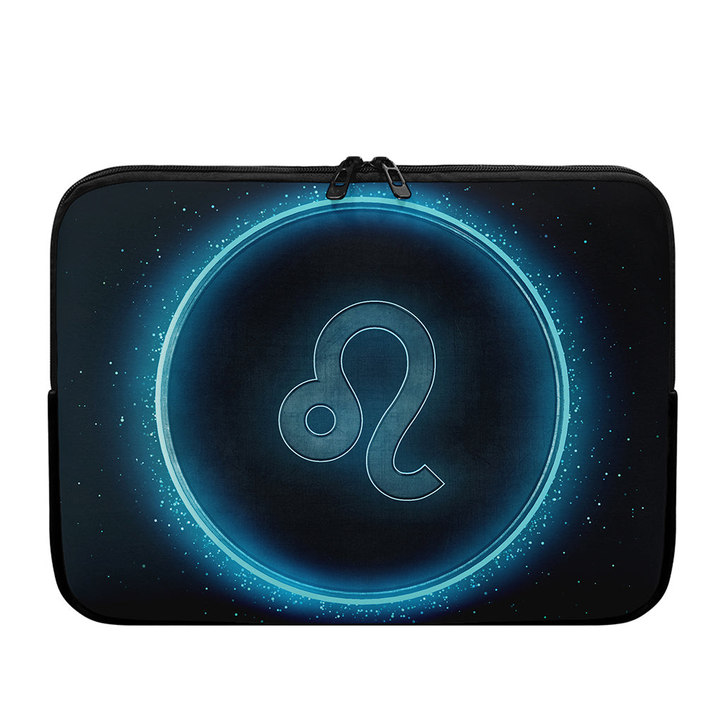 Blue Leo Zodiac Sign Print Laptop Sleeve