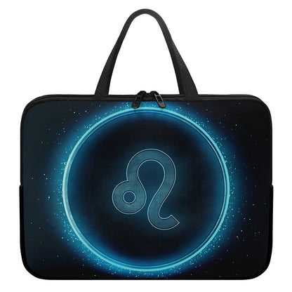 Blue Leo Zodiac Sign Print Laptop Sleeve With Handle