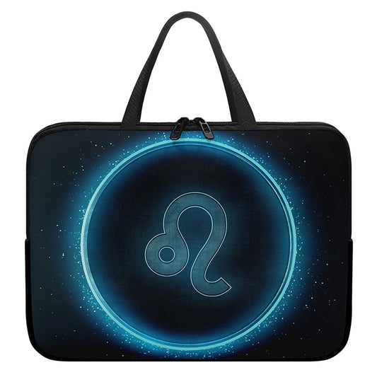 Blue Leo Zodiac Sign Print Laptop Sleeve With Handle