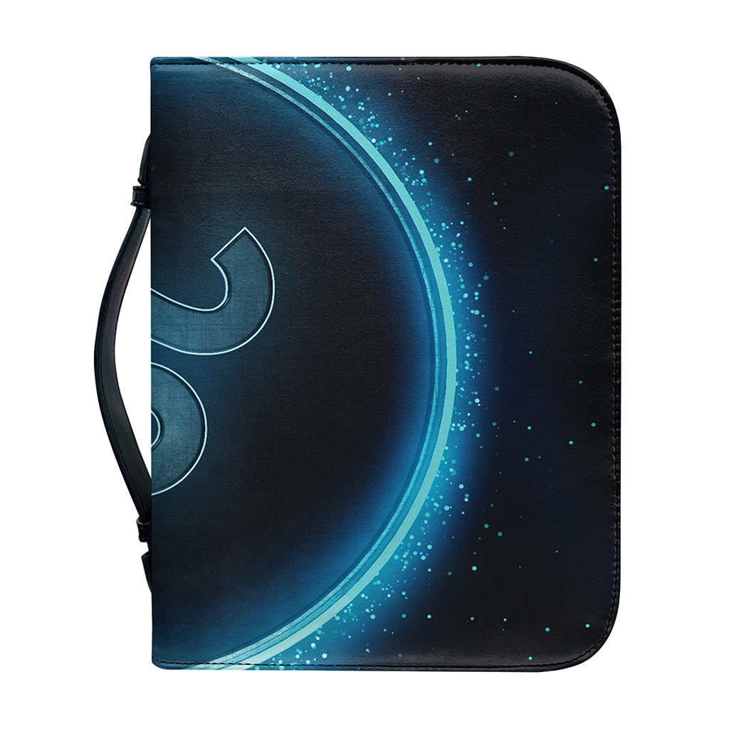 Blue Leo Zodiac Sign Print Leather Bible Cover