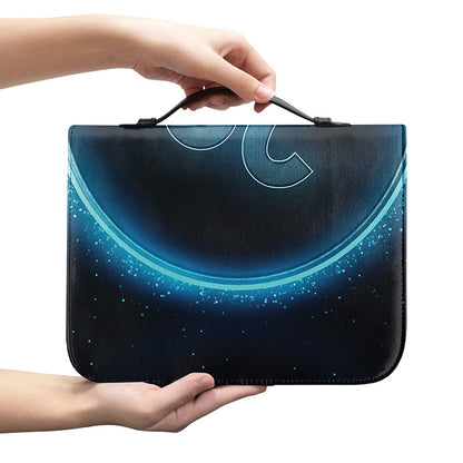 Blue Leo Zodiac Sign Print Leather Bible Cover