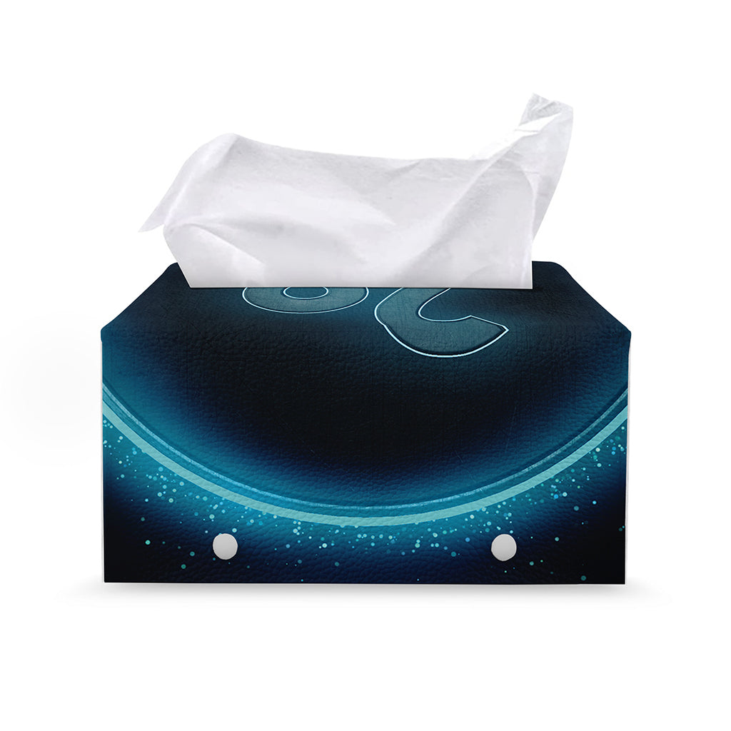 Blue Leo Zodiac Sign Print Leather Tissue Box Cover