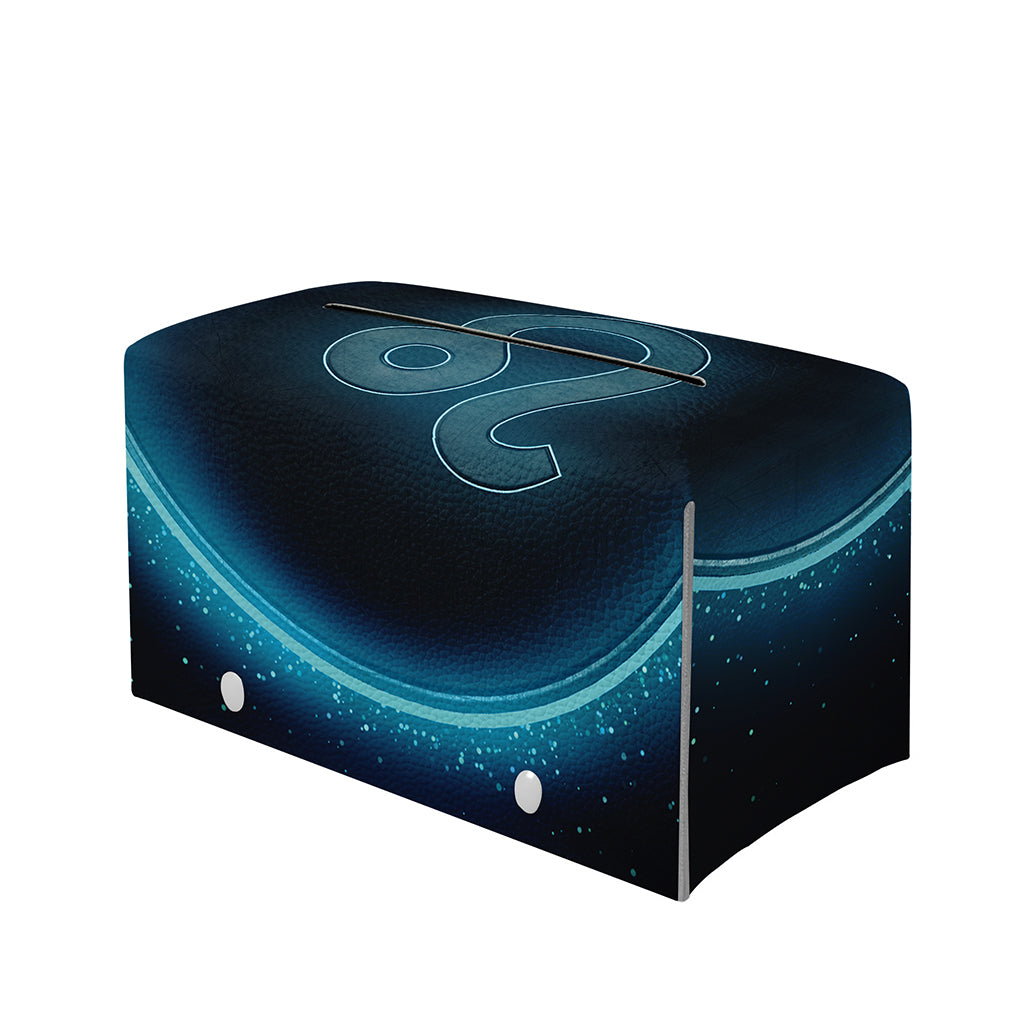 Blue Leo Zodiac Sign Print Leather Tissue Box Cover