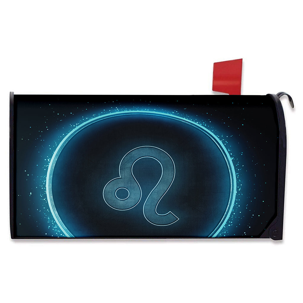 Blue Leo Zodiac Sign Print Mailbox Cover