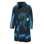 Blue Leo Zodiac Sign Print Men's Bathrobe