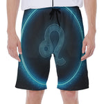 Blue Leo Zodiac Sign Print Men's Beach Shorts