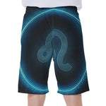 Blue Leo Zodiac Sign Print Men's Beach Shorts
