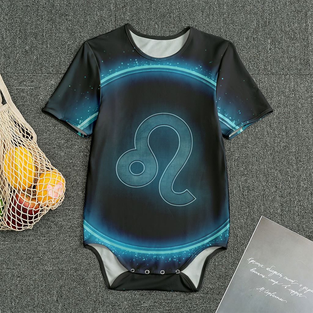 Blue Leo Zodiac Sign Print Men's Bodysuit