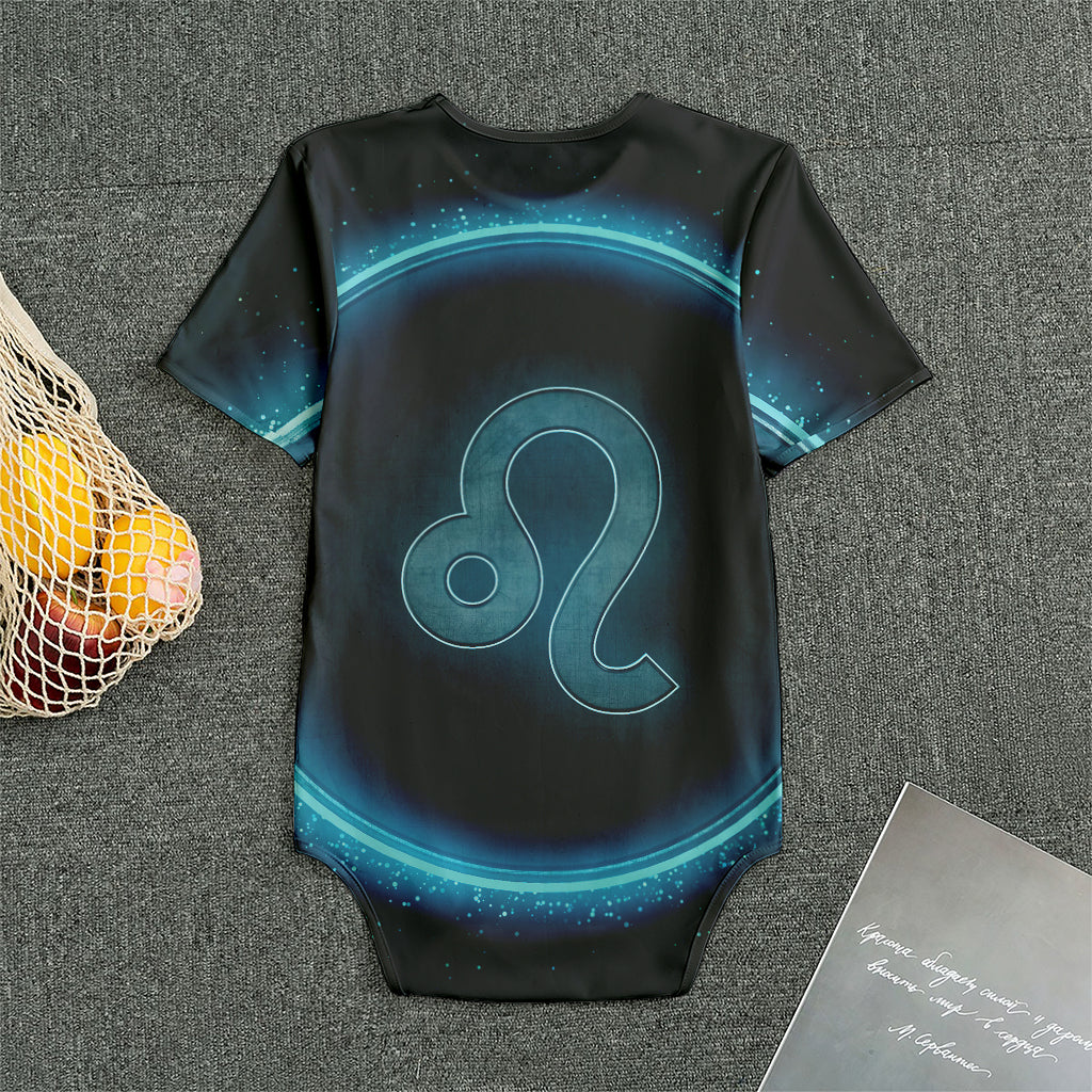 Blue Leo Zodiac Sign Print Men's Bodysuit
