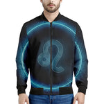 Blue Leo Zodiac Sign Print Men's Bomber Jacket