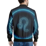 Blue Leo Zodiac Sign Print Men's Bomber Jacket